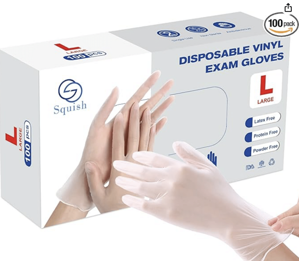 Disposable Gloves, Clear Vinyl Gloves Latex Free Powder-Free .49